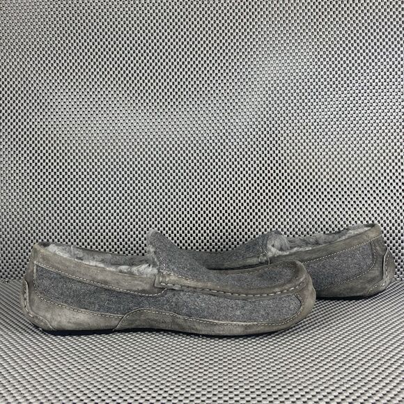 Ugg Ascot Moccasins Slippers Loafers Mens Size 10 Gray Leather Shearling Slip On main image 11